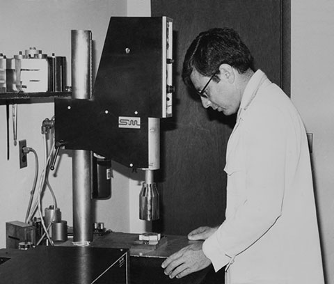 Robert Soloff with Ultrasonic Welding Press 1960's